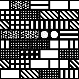 装饰几何形状平铺 单色不规则图案 抽象的黑白背景 艺术装饰格子打印插图马赛克风格正方形墙纸织物包装纺织品条纹图片
