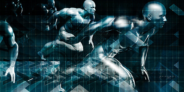 在科技背景下奔跑的男士竞技场科学推介会商务跑步人士竞赛技术运动团队背景图片