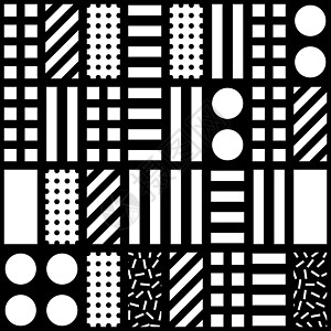 装饰几何形状平铺 单色不规则图案 抽象的黑白背景 艺术装饰格子条纹网格不对称织物打印几何学墙纸纺织品马赛克正方形图片