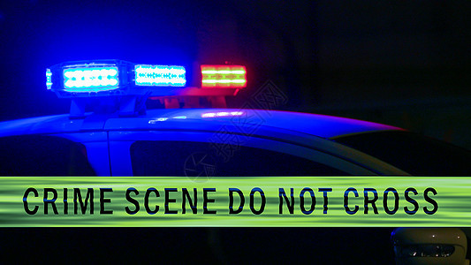 警车警报器和边界磁带汽车警笛犯罪追求法律警戒线刑事调查交通蓝色图片