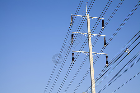 电力电线杆的电源需要用电来发电白色活力金属电气力量线条网络蓝色绝缘工业图片