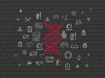 背景墙上的科学概念 Dna药店药品教育细胞螺旋实验室技术绘画创新生活图片