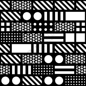 装饰几何形状平铺 单色不规则图案 抽象的黑白背景 艺术装饰格子条纹正方形织物插图几何学马赛克打印不对称包装风格图片