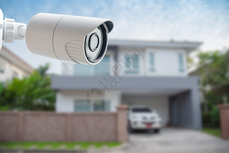 闭闭路电视安保摄像头 保护你家不受盗贼的侵袭监视器警卫相机监视控制蓝色手表眼睛警报隐私图片