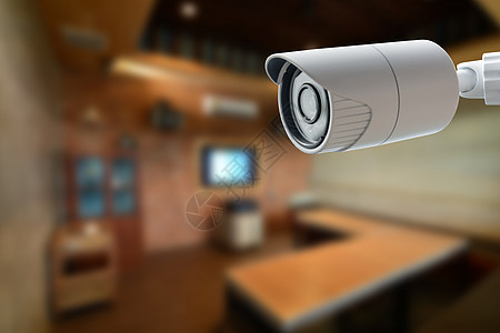 闭闭路电视安保摄像头 保护你家不受盗贼的侵袭监视器技术间谍蓝色警卫天空监视视频手表房子图片