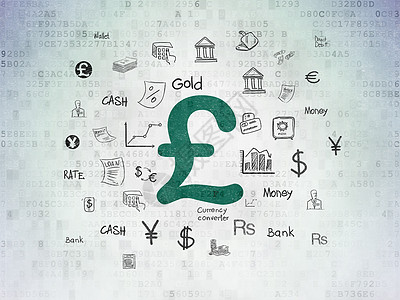数字数据纸背景上的银行概念英镑价格电子商务金融现金货币草图宝藏信用财富技术图片