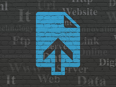 网络开发概念 上传到墙壁背景网页网站互联网技术设计服务器按钮蓝色黑色文档图片