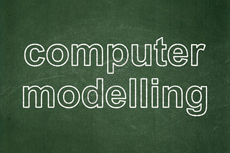 科学概念 黑板背景的计算机模型建模化学造型创新绿色黑色物理勘探白色技术木板图片