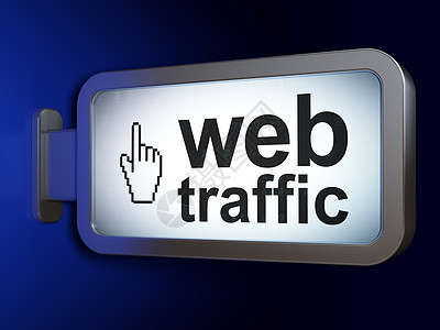 网络发展概念 广告牌背景的网络交通和鼠标光标手指渲染海报托管蓝色灯箱账单互联网广告编程图片