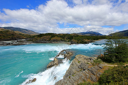 智利深蓝贝克河荒野漂流旅行蓝色渠道联盟风景森林旅游瀑布图片