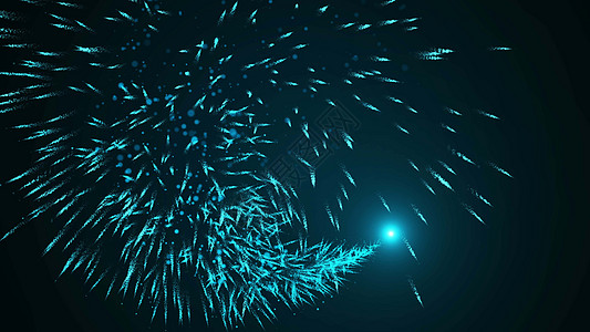 跳舞的烟花粒子光条纹循环运动 4K 分辨率超高清蓝色曲线科学环形动画片火花闪电海浪技术力量图片