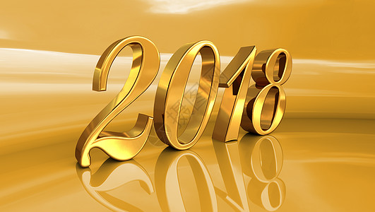 2018 节日背景上的金色 3D 数字横幅庆典新年海报贺卡晚会辉光派对卡片日历图片