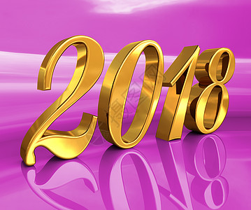 2018 节日背景上的金色 3D 数字晚会派对贺卡日历海报横幅假期新年庆典辉光图片