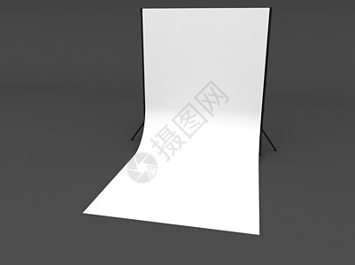 在灰色背景上孤立的白屏幕 3D 翻譯三脚架聚光灯技术工作室投影房间输卵管闪光相机电气图片