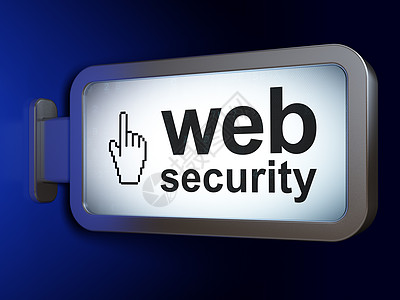 网络发展概念 广告牌背景上的网络安全和鼠标光标互联网蓝色服务器代码设计托管展示木板网页老鼠图片