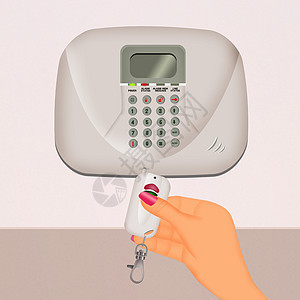 家庭远程控制警报器控制板犯罪键盘钥匙插图警报技术住宅情况电子图片