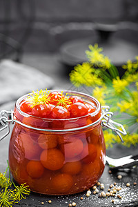 氯化西红柿香料味营养盐渍烹饪食物生产食谱健康罐装玻璃图片