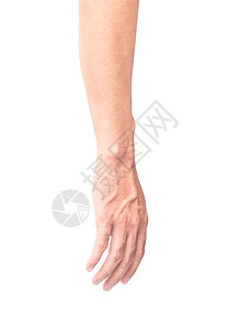 手有血脉的男子 在白色背景 与剪切路径手指前臂男人力量注射肌肉拳头疼痛血管皮肤图片