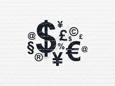 新闻概念金融符号在背景墙上邮政文章建筑杂志绘画货币通讯公告报纸标题图片