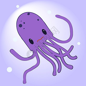 有趣的可爱卡通小章鱼 典型的海洋动物插图卡通片游泳绘画夹子孩子们微笑乌贼生物荒野触手图片