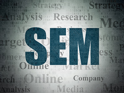 数字数据纸背景上的广告概念 SEM市场互联网代码推广网络产品标签电镜公关绘画图片