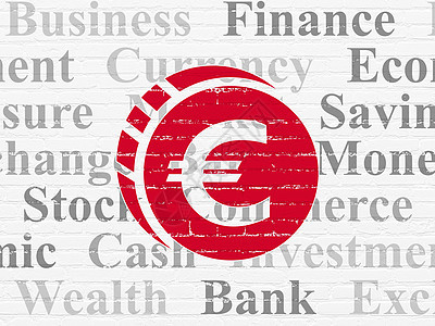 背景墙上的银行概念欧元硬币宝藏货币标签库存交换市场信用银行业绘画债务图片