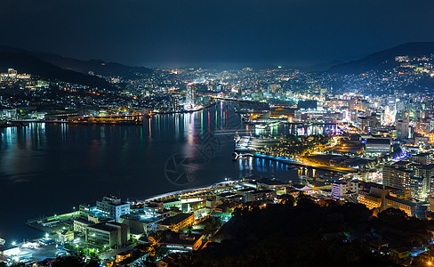 日本长崎市港口场景旅行节日景观反射城市世界吸引力游客图片