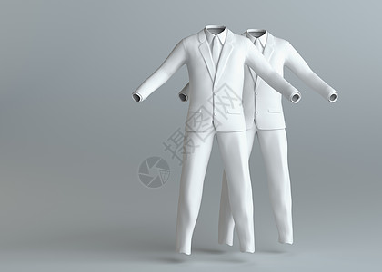 白空无人的优雅白色西装渲染空间套装男人模型人工衣服商业商务3d图片