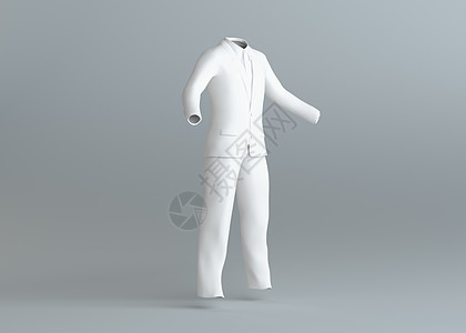 白空无人的优雅白色西装男人模型渲染3d空间插图对象套装商业衣服图片