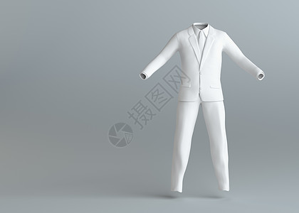 白空无人的优雅白色西装衣服男人科学空间3d模型渲染套装人工插图图片