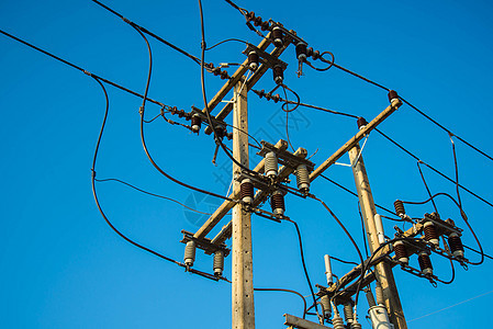 电力站桅杆电气力量电源线电压接线电线建造导体金属图片
