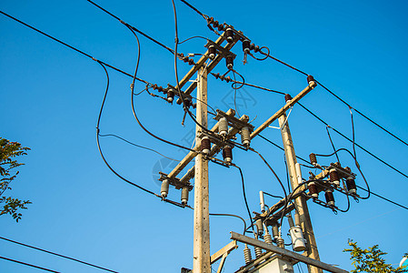 电力站金属力量电线电源线活力建造电气电压桅杆导体图片