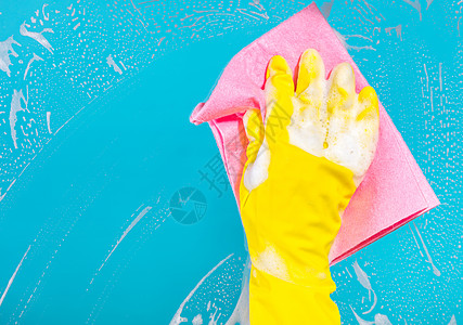 手用抹布打扫地面家务肥皂家庭女士橡皮玻璃清洁工洗涤剂化学品女佣图片