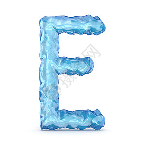冰字体字母 E 3D蓝色渲染插图液体玻璃冻结刨冰噪音季节水晶图片