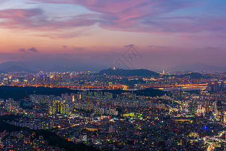 首尔市天线 韩国最佳景色地标建筑物风景场景市中心办公室城市景观商业旅行图片