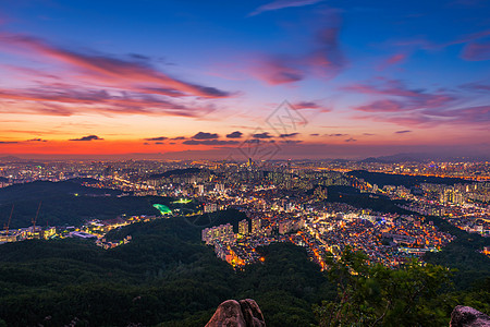 韩国首尔市天际日落市中心旅行商业办公室地标建筑物风景景观场景城市图片