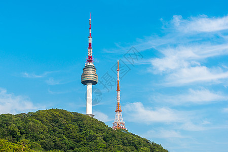 韩国南韩首尔南山南桑塔地标景观天空城市天际旅行图片