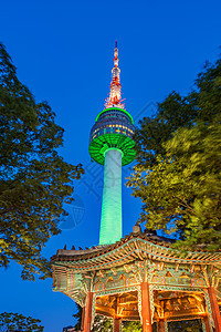 南山 首尔高塔 晚上在韩国首尔图片