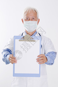 显示健康报告的面部假面罩医生图片