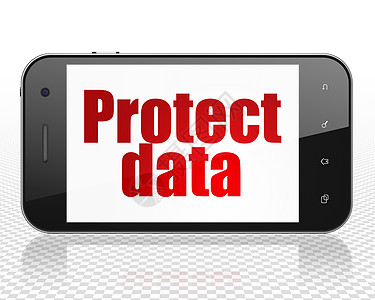 保护概念 显示有保护数据的智能手机 (一)图片