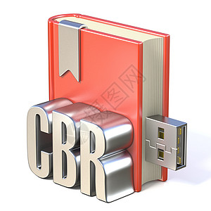 eBook 图标金属 CBR 红书USB 3D插图互联网学习阅读3d学校红色记忆电子教育图片