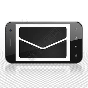 业务概念智能手机与电子邮件上显示邮政邮件营销项目成功金融互联网渲染伙伴通讯图片