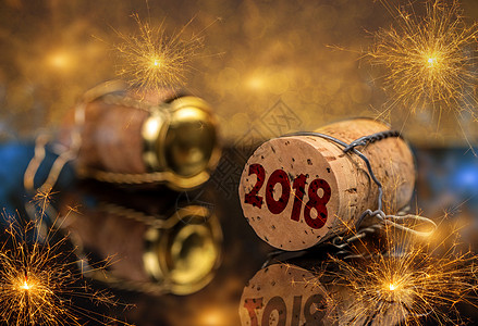 2018年新年概念庆典金属反射背景软木图片