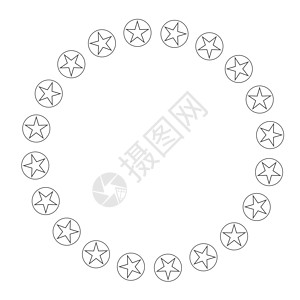 星星呈圆形 在白色背景上隔离的星空边框框架图标插图装饰品圆圈创造力陈述评分网络联盟团体横幅图片