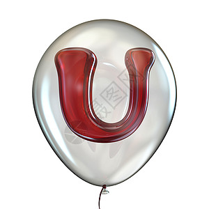 透明气球 3 中的字母 U图片