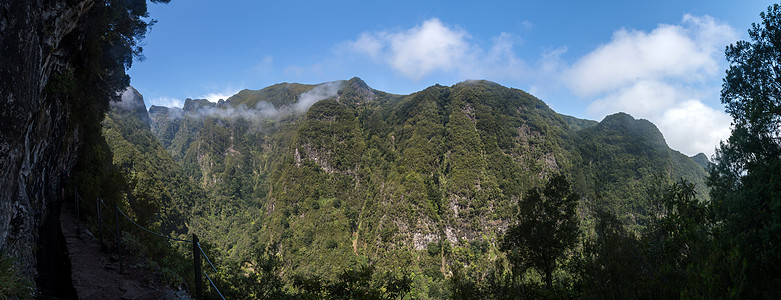 Caldeirao 佛得角的Levada石头旅游阴影美丽热带远足踪迹旅行小路溪流图片