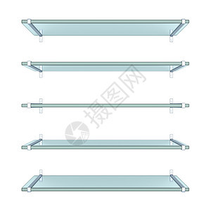 逼真的透明玻璃架博览会横幅广告3d商业货架画廊书架晋升店铺图片