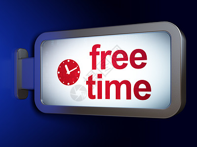 广告牌背景上的时间概念空闲时间和时钟小时倒数手表账单渲染白色灯箱展示3d木板图片