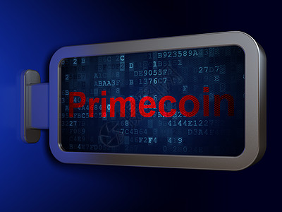 汽车招商海报Blockchain 概念 Primecoin 在广告牌背景上背景