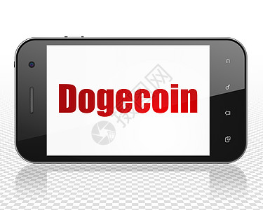 Blockchain 概念智能手机与 Dogecoin 上显示图片